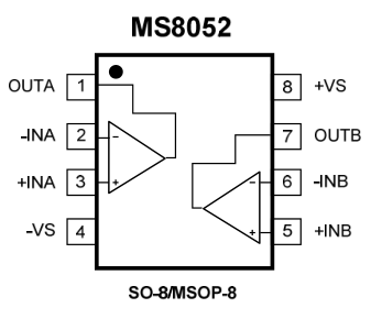 瑞盟 高速運算放大器 軌到軌輸出CMOS運放 MS8052/M