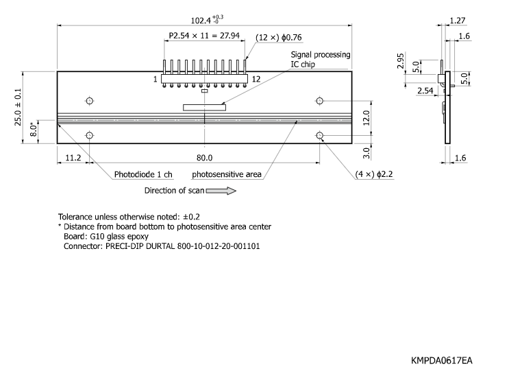 帶放大器的光電二極管陣列S13886-128(圖2)