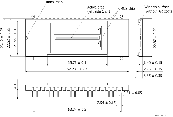 砷化銦鎵InGaAs線陣圖像傳感器 G10768-1024DB(圖2)